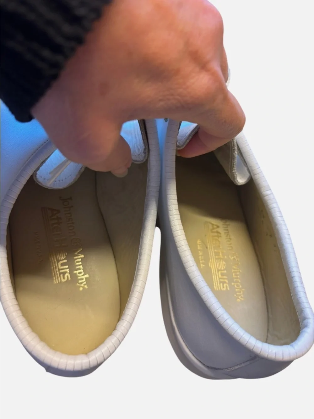 Johnston & Murphy Men's White Bucks VTG USA Made Moc Toe Derby Shoes Sz 8W